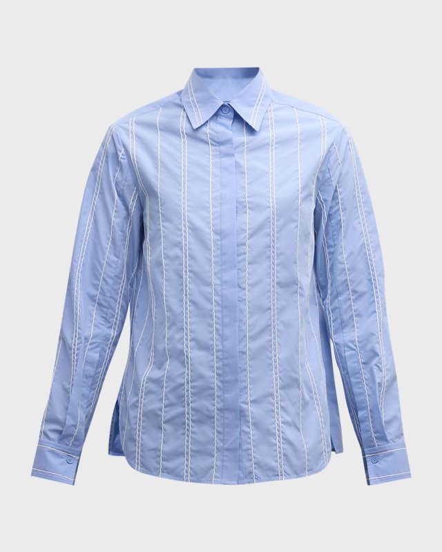 Wavy Stitched Long-Sleeve Shirt